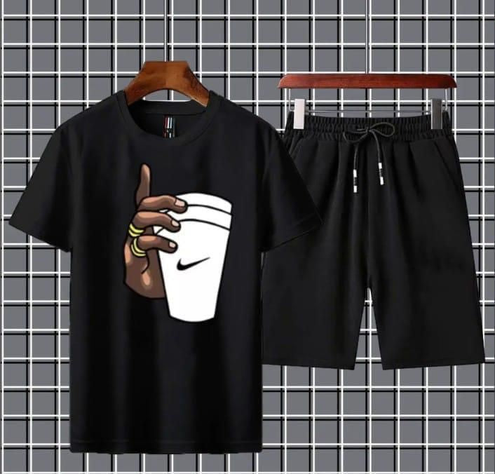 Hand With Cup Printed gym wear Half Sleeves O Neck Trouser & Tshirt Tracksuit For Men highly recommended tracksuit for Boys - Oshi.pk - Buy & Sell Online