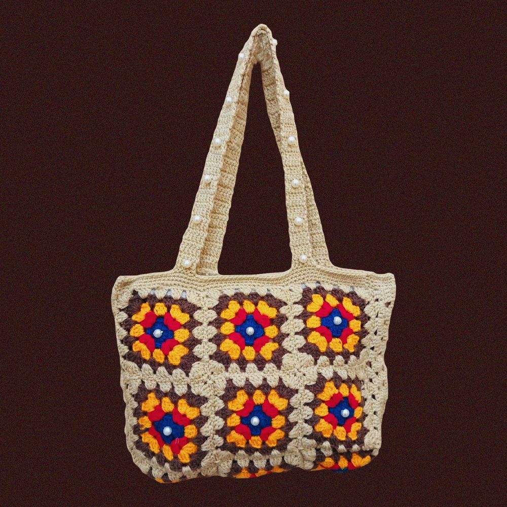 Handmade Granny Squar Crochet Bag for Ladiess: Stylish and Sustainable Bag - Floral Elegance Crochet Bags for women - Oshi.pk - Buy & Sell Online