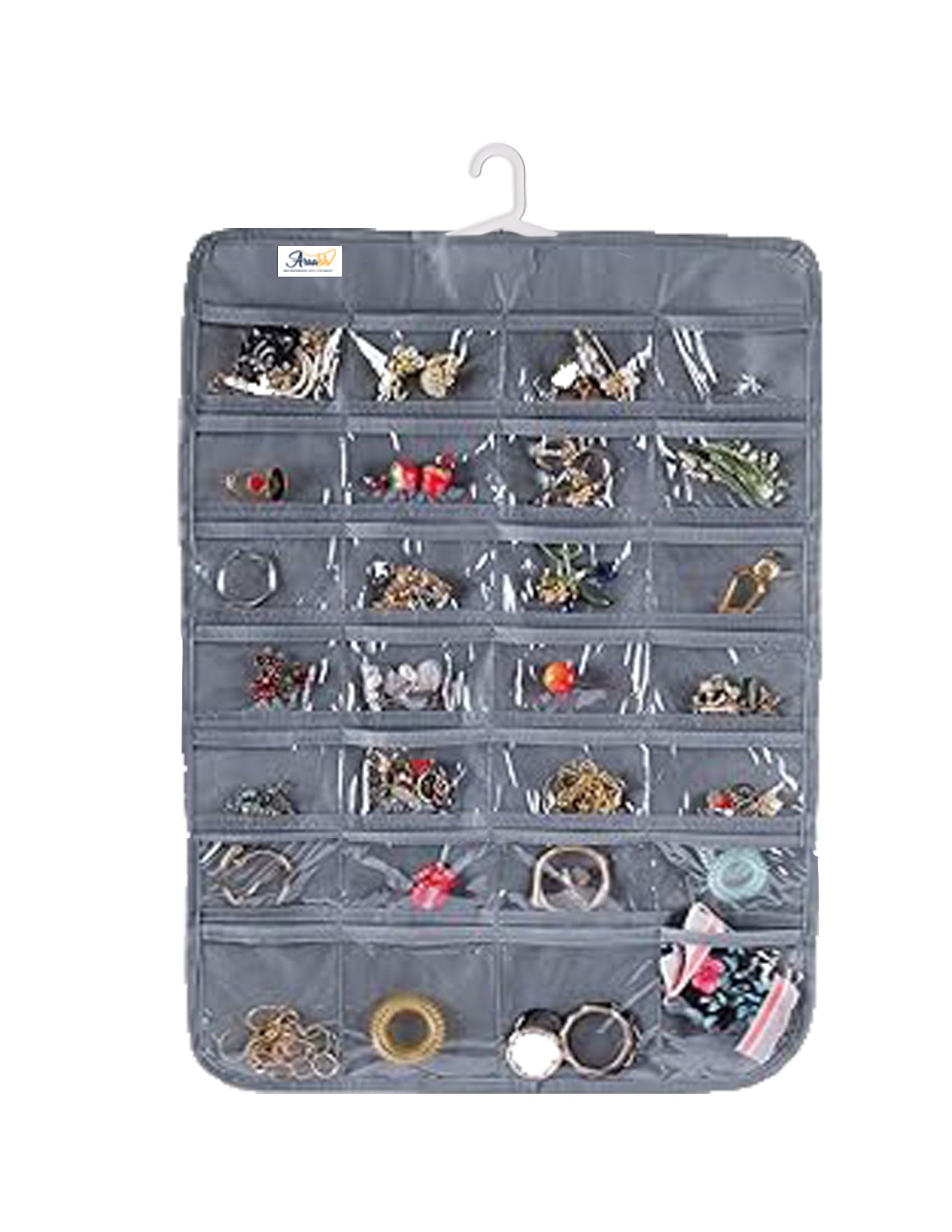 Pack of 2 - Hanging Jewelry Organizer, 28 Pocket Jewelry Chain Storage Bag Fabric Jewelry Organizer Holder for Necklace Bracelet Earring Ring Chain - Oshi.pk - Buy & Sell Online