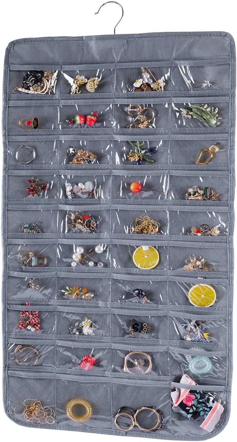 Pack of 2 - Hanging Jewelry Organizer, 28 Pocket Jewelry Chain Storage Bag Fabric Jewelry Organizer Holder for Necklace Bracelet Earring Ring Chain - Oshi.pk - Buy & Sell Online