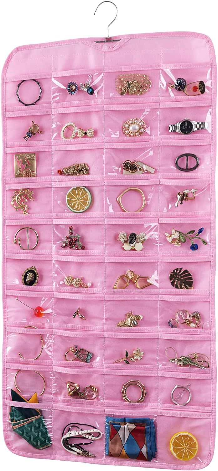 Pack of 2 - Hanging Jewelry Organizer, 28 Pocket Jewelry Chain Storage Bag Fabric Jewelry Organizer Holder for Necklace Bracelet Earring Ring Chain - Oshi.pk - Buy & Sell Online