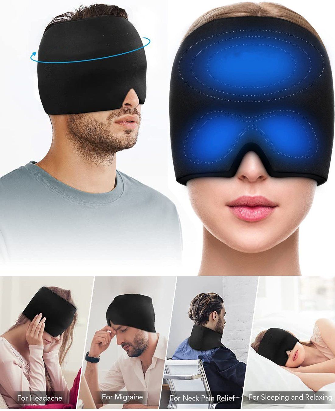Headache and Migraine Relief Cap Head Wrap Ice Pack with Gel Bead for Migraine Hot Cold Therapy Cold Pack - Oshi.pk - Buy & Sell Online