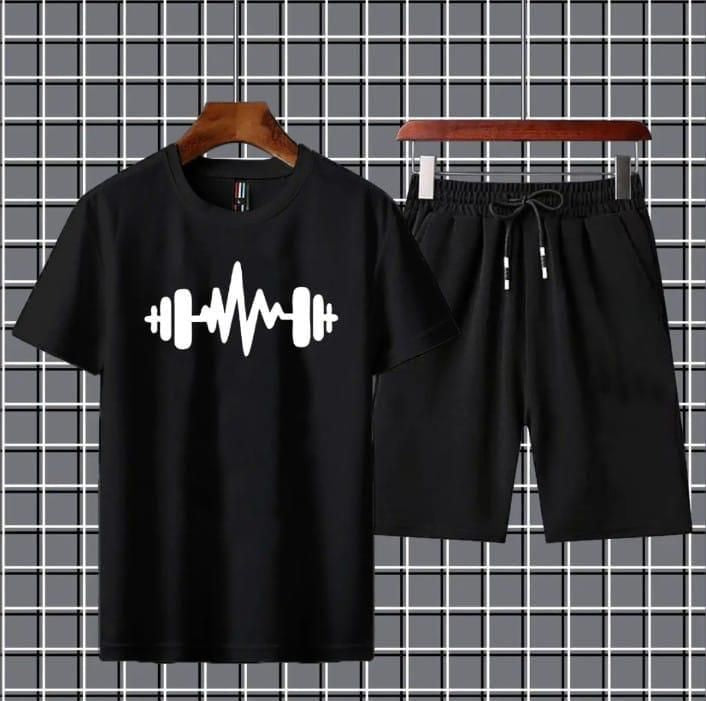 Heartbeat Dumble Printed logo Summer Tracksuit For Boys & Girls T-Shirt & Shorts Gym Sports Outdoor Gaming Tracksuit for Men_Boys-copy - Oshi.pk - Buy & Sell Online