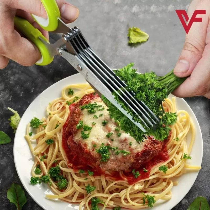 Herb Kitchen Scissors Set with 5 Blades Scissors Stainless Steel Kitchen Knives Ideal For Cutting Salad, Vegetables Basil Kitchen Gadget - Oshi.pk - Buy & Sell Online