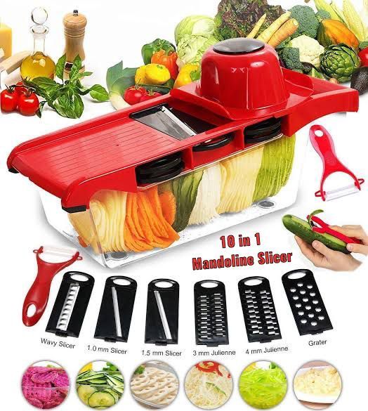 High Quality 10 In 1 Mandoline Slicer Vegetable Grater Cutter with Stainless Steel Blades - Oshi.pk - Buy & Sell Online