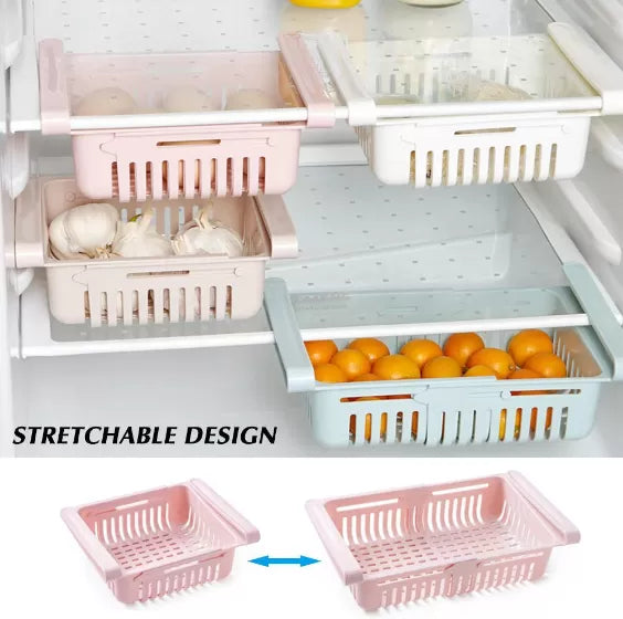 High Quality Fridge Storage Rack, Multifunction Adjustable Pull-Out Space Layer Storage Holder Refrigerator Freezer Shelf Box Fridge Drawer 1PC - Oshi.pk - Buy & Sell Online