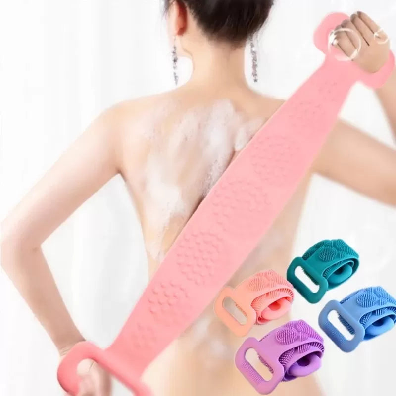 High Quality Silicone Bath Body Brush Soft Rubbing Exfoliating Massage For Shower Cleaning Bathroom Strap Belt Back Wash Clean Scrub Magic Skin Scrubb - Oshi.pk - Buy & Sell Online