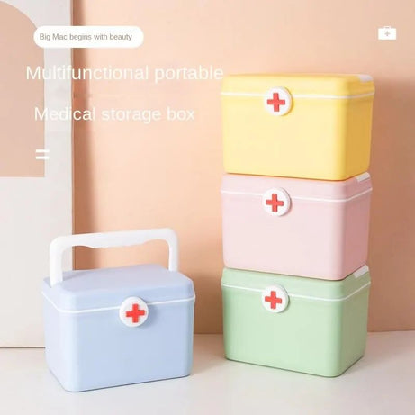 Home Medicine Box, Portable Compact First Aid Box, Plus Emergency Medical Box, Double Layer Medicine Box, Family Travel Portable First Aid Box, Large - Oshi.pk - Buy & Sell Online