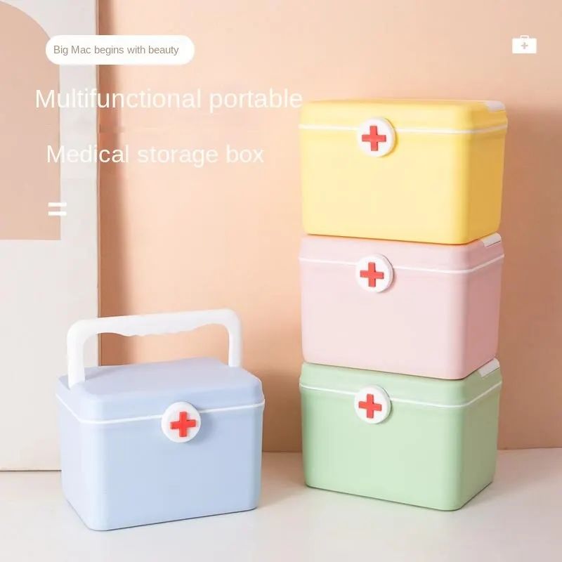 Home Medicine Box, Portable Compact First Aid Box, Plus Emergency Medical Box, Double Layer Medicine Box, Family Travel Portable First Aid Box, Large - Oshi.pk - Buy & Sell Online