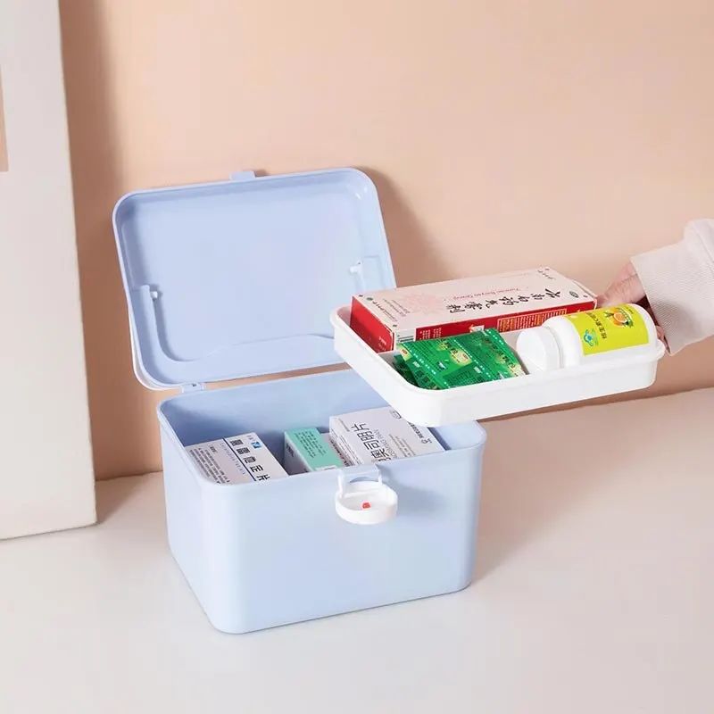Home Medicine Box, Portable Compact First Aid Box, Plus Emergency Medical Box, Double Layer Medicine Box, Family Travel Portable First Aid Box, Large - Oshi.pk - Buy & Sell Online
