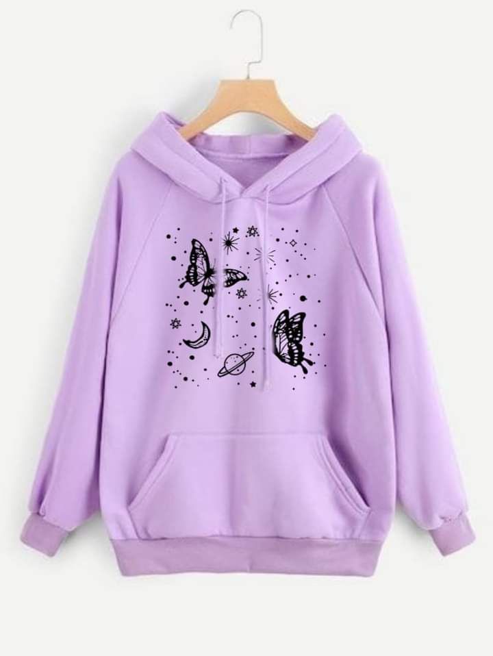 Hoodies For WOMEN & GIRL MOON STAR Printed Kangaroo Pocket Drawstring Pullovers Clothing Long Sleeves Export Quality Winter Wear - Oshi.pk - Buy & Sell Online