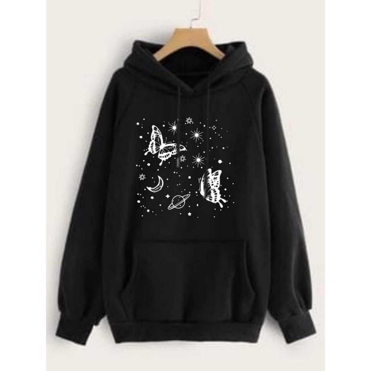 Hoodies For WOMEN & GIRL MOON STAR Printed Kangaroo Pocket Drawstring Pullovers Clothing Long Sleeves Export Quality Winter Wear - Oshi.pk - Buy & Sell Online