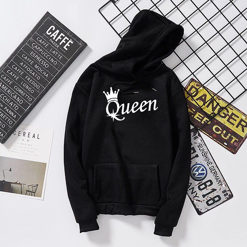 Hoodies For WOMEN & GIRL QUEEN Printed Kangaroo Pocket Drawstring Pullovers Clothing Long Sleeves Export Quality Winter Wear--copy-copy - Oshi.pk - Buy & Sell Online