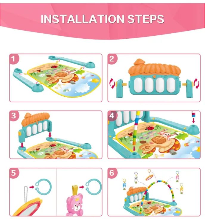 Huanger - 3 In 1 Newborn Baby Toddler Play Gym Piano Fitness Rack Mat - Oshi.pk - Buy & Sell Online