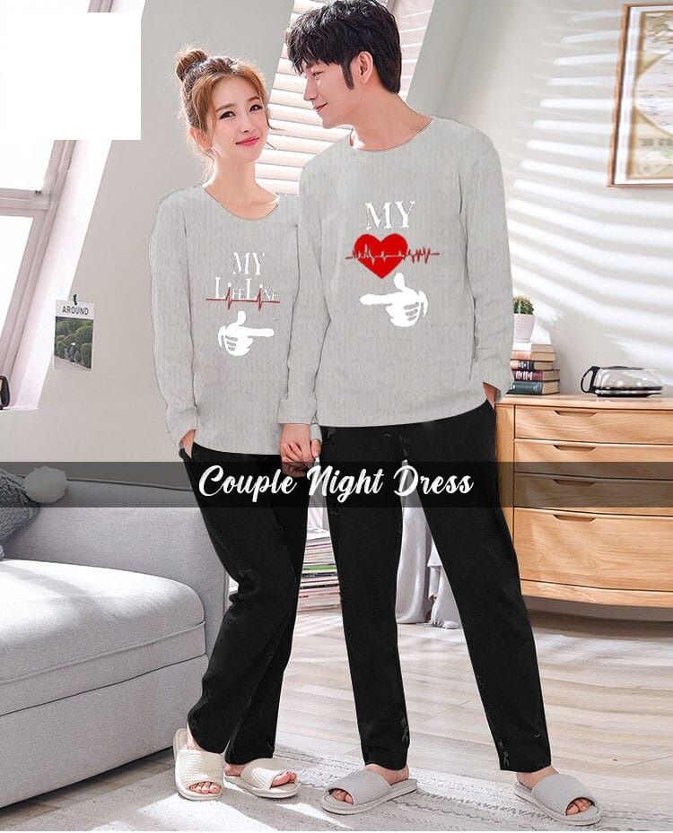 My Life Line Full Sleeves Couple Night Dress - Oshi.pk - Buy & Sell Online