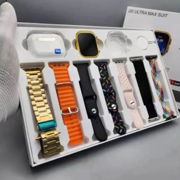 I20 Ultra Max With AirPods2 Bonus |10 In 1 Smartwatch Bundle 2.3 Inch Large Screen 10 Straps - Oshi.pk - Buy & Sell Online