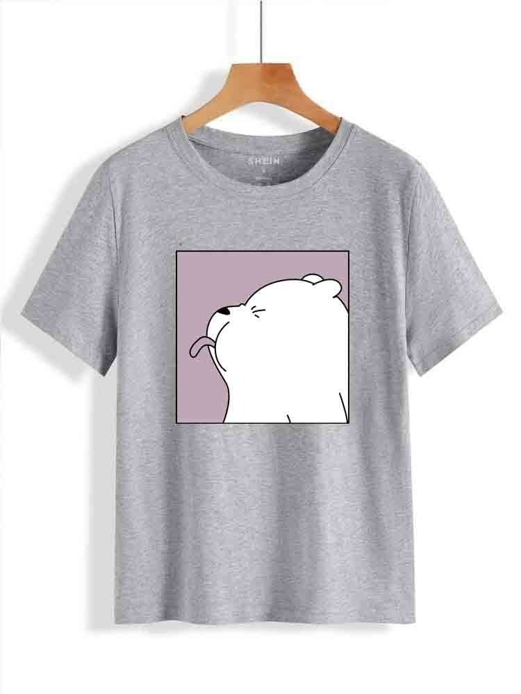 Ice Bear Printed Cotton Half-Sleeves O-Neck T-Shirt For Women - Oshi.pk - Buy & Sell Online