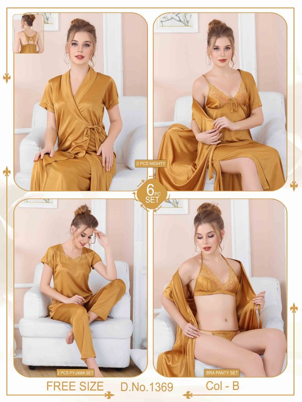 Imported Silk Bridal Nighty 6 Pcs Pack - Oshi.pk - Buy & Sell Online