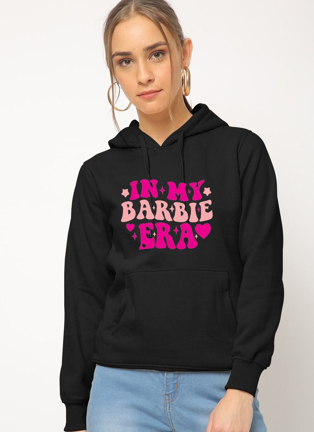 In My Barbie Era Printed Pullover Black Hoodie For Women and Girls - Oshi.pk - Buy & Sell Online