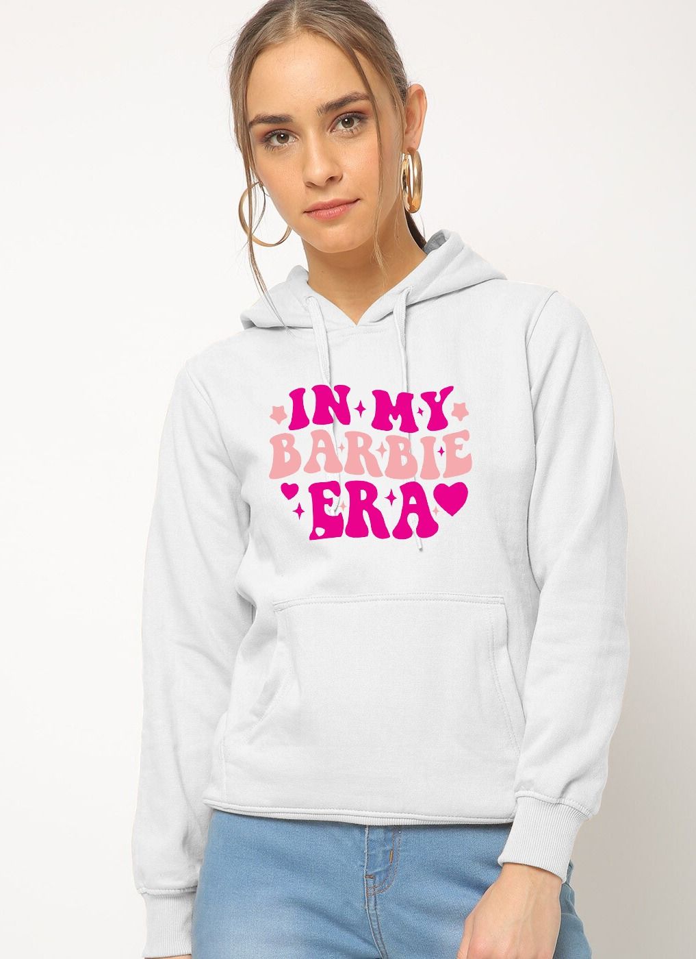 In My Barbie Era Printed Pullover White Hoodie For Women and Girls - Oshi.pk - Buy & Sell Online