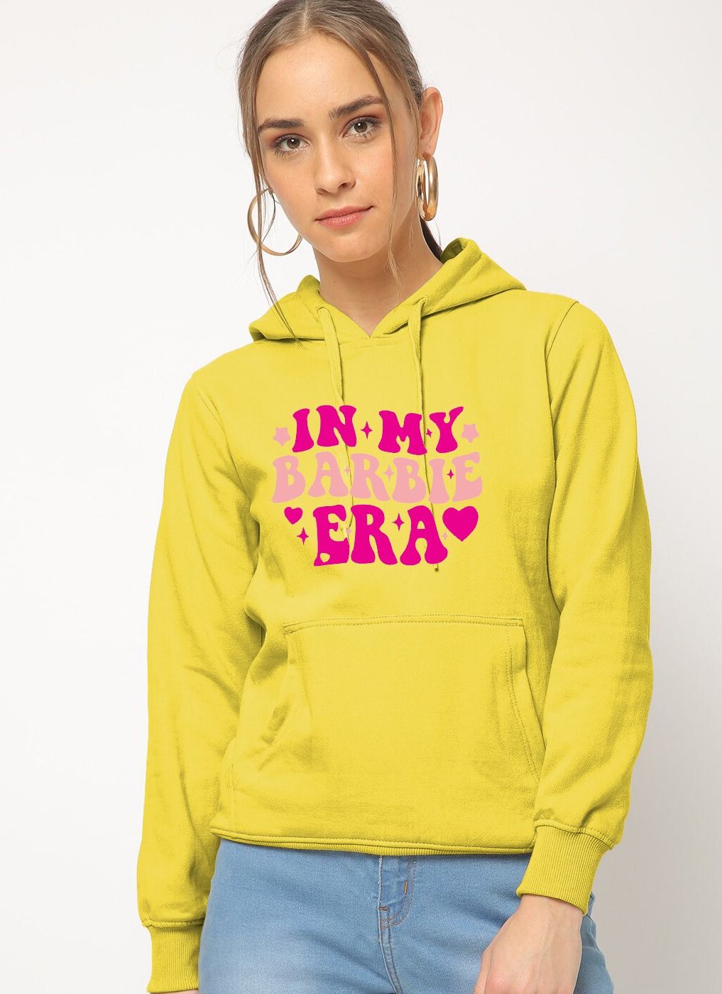 In My Barbie Era Printed Pullover Yellow Hoodie For Women and Girls - Oshi.pk - Buy & Sell Online
