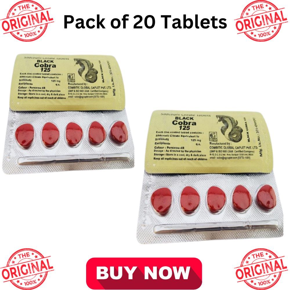 Indian 125mg Black Cobra Timing Delay Tablet For Men - 20 Tablets - Oshi.pk - Buy & Sell Online