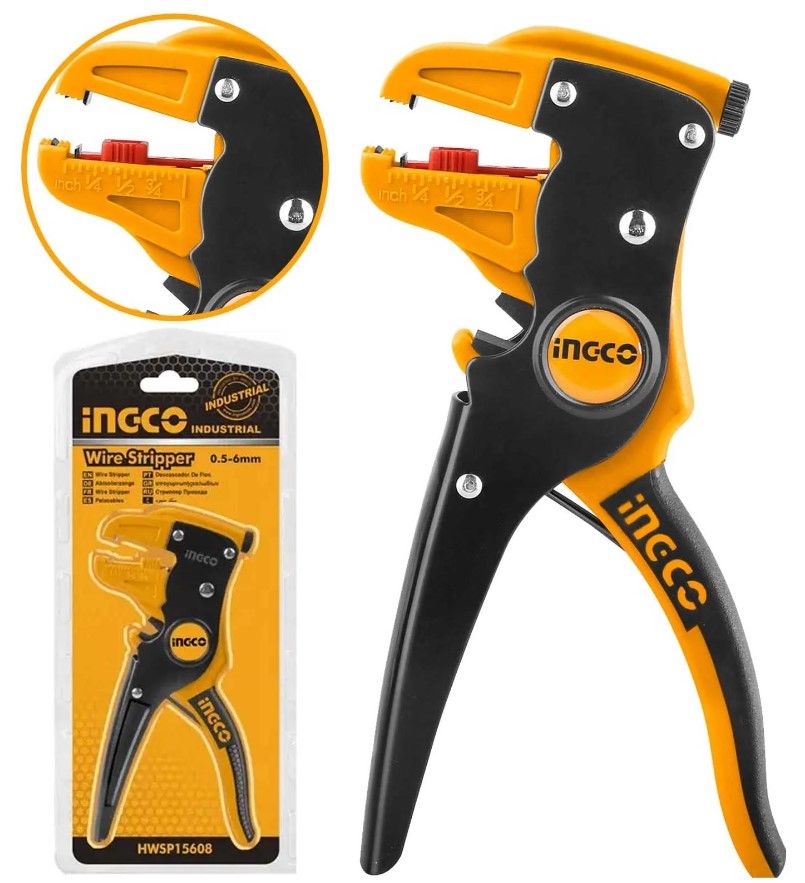 Ingco Wire Stripper Industrial 0.5-6mm Cable Strippers Crimping Plier Peeled Pliers Insulation Remover Cutter Plier Multi Hand Tools HWSP15608 - Oshi.pk - Buy & Sell Online
