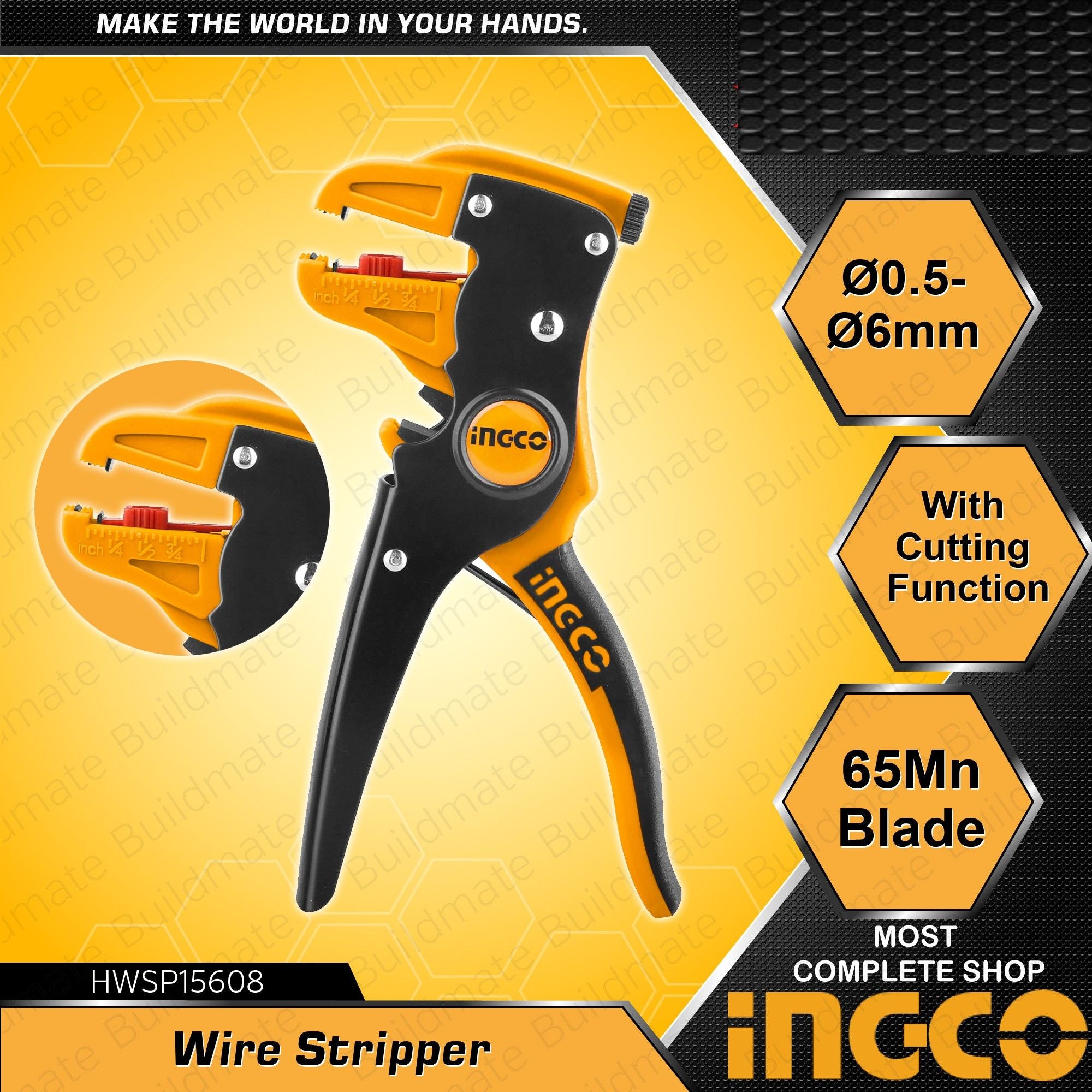 Ingco Wire Stripper Industrial 0.5-6mm Cable Strippers Crimping Plier Peeled Pliers Insulation Remover Cutter Plier Multi Hand Tools HWSP15608 - Oshi.pk - Buy & Sell Online