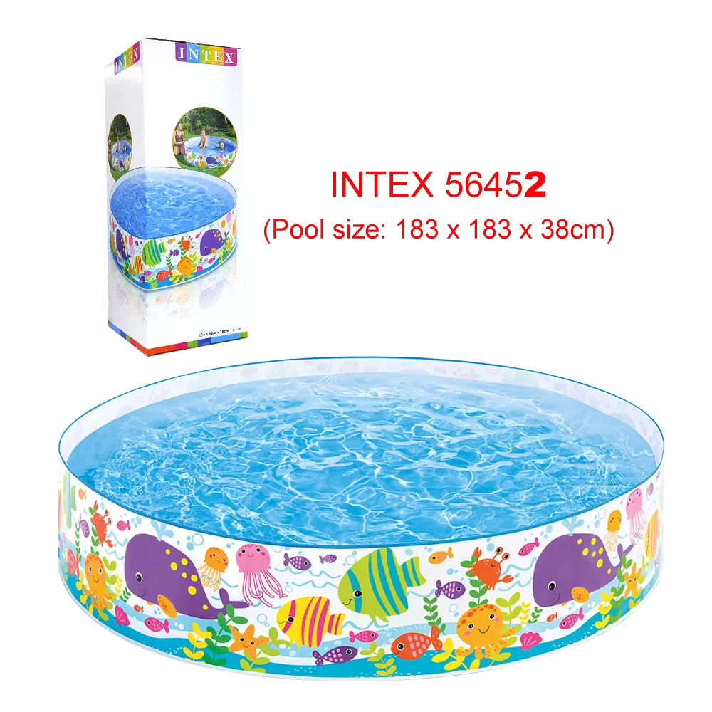 INTEX Snapset Pool 56452 6 FT X 15 IN Plastic Swimming Pool Vinyl kids Play Pool 6 Feet Big Round Swimming Pool Kids Play Pool Baby Pool Swiming
