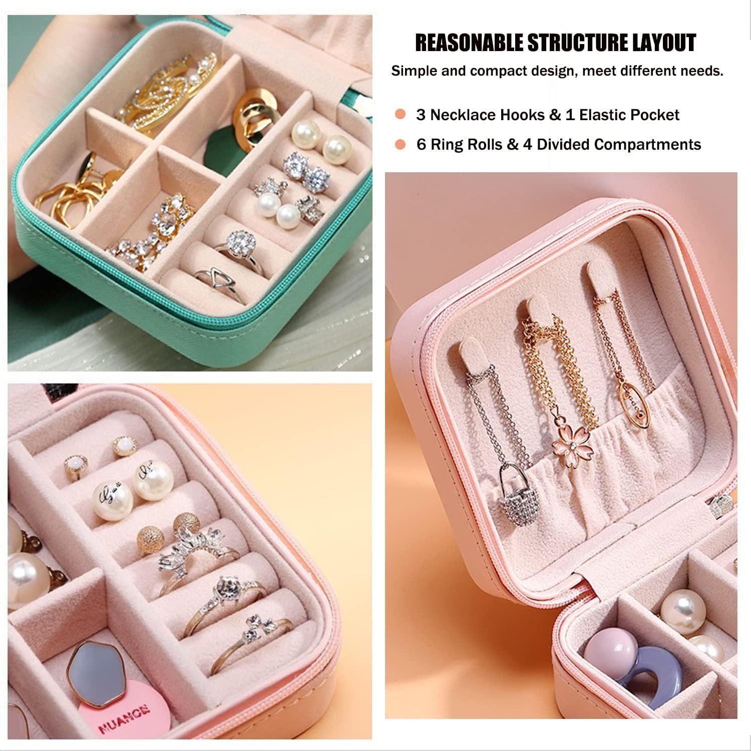 Jewelry Organizer Box for Travelling Leather Box Hair Accessories PU Leather Small Jewelry Box, Travel Portable Jewelry Case for Ring Pendant Earring - Oshi.pk - Buy & Sell Online