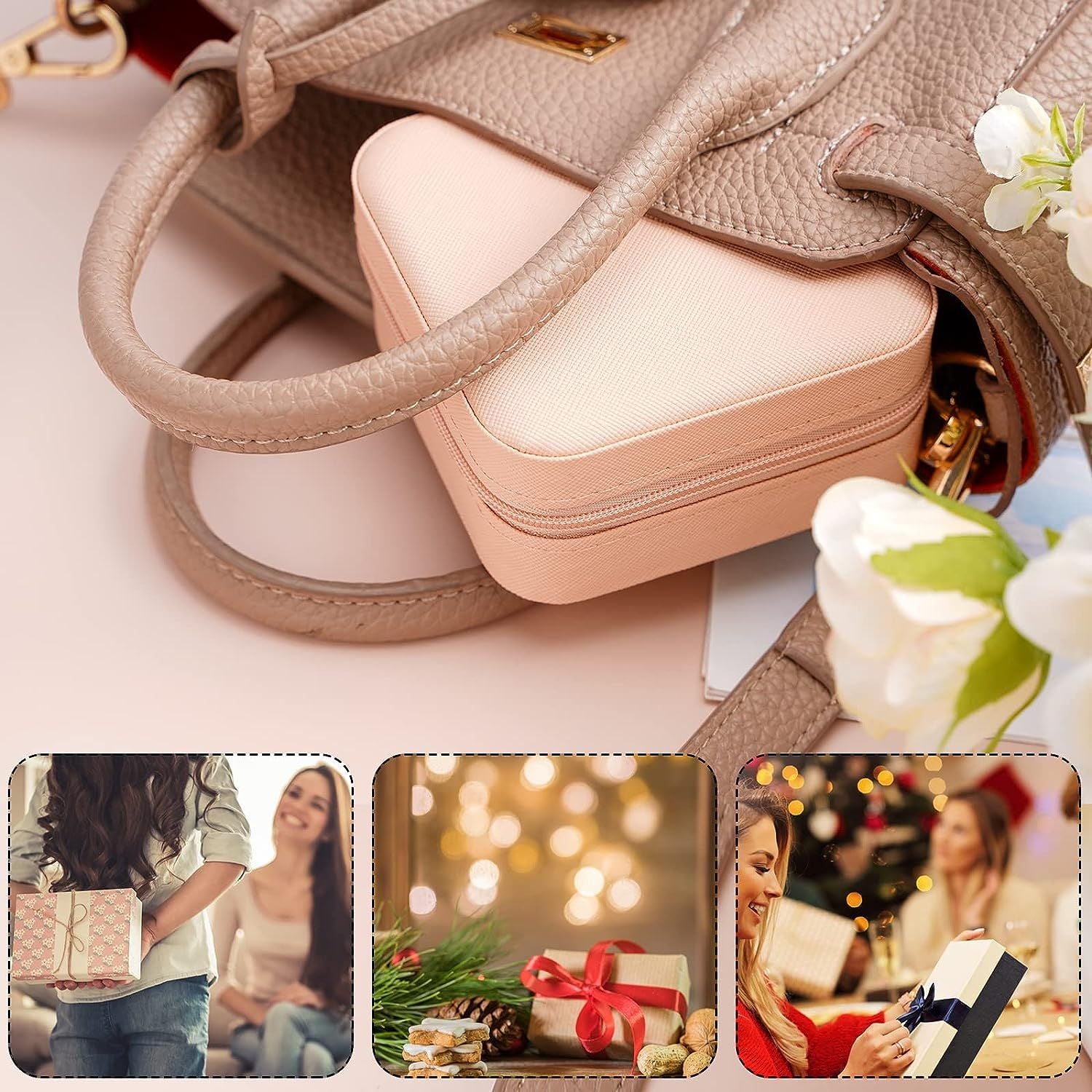 Jewelry Organizer Box for Travelling Leather Box PU Leather Small Jewelry Box, Travel Portable Jewelry Case for Ring, Pendant, Earring - Oshi.pk - Buy & Sell Online