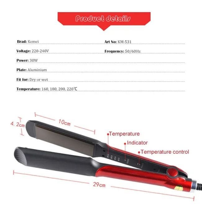 Kemei Km-531 Professional Hair Straightner with Temperature Control ionic plate hair straight - Oshi.pk - Buy & Sell Online
