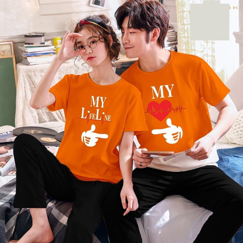 Couple My Life Line Tshirt Pajama Half Sleeves Night Dress By Hk Oufits - Oshi.pk - Buy & Sell Online