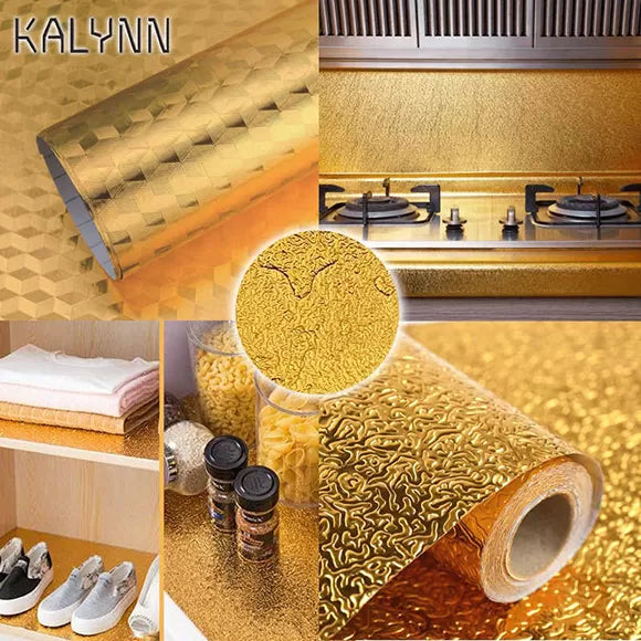 Kitchen Oil Proof Waterproof Sticker Golden Aluminum Foil 60*200 Cm - Oshi.pk - Buy & Sell Online
