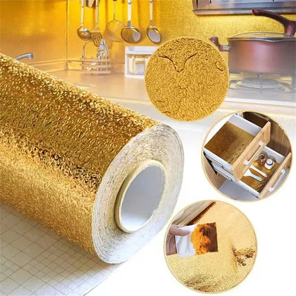 Kitchen Oil Proof Waterproof Sticker Golden Aluminum Foil 60*200 Cm - Oshi.pk - Buy & Sell Online