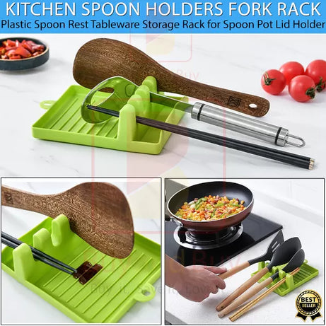 Kitchen Spoon Holders Fork Spatula Rack Shelf Organizer Plastic Spoon Rest Chopsticks Holder Non-slip Kitchen Utensil Spoons Pad - Oshi.pk - Buy & Sell Online