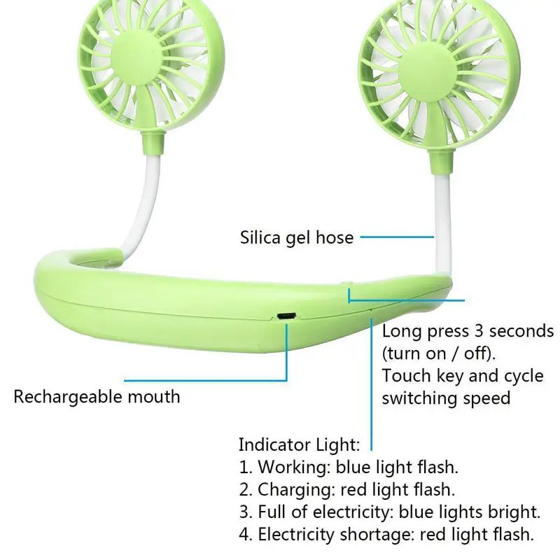Lazy Neck Hanging Dual Mini Rechargeable Cooling Fan - Oshi.pk - Buy & Sell Online