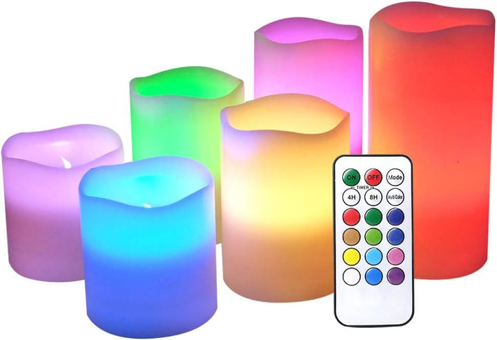 LED ing Candles Battery Operated with 18-Key Remote Timer, Color Changing Real Wax Set of 6 Flameless Pillar Candles Indoor Halloween Christmas Romant - Oshi.pk - Buy & Sell Online