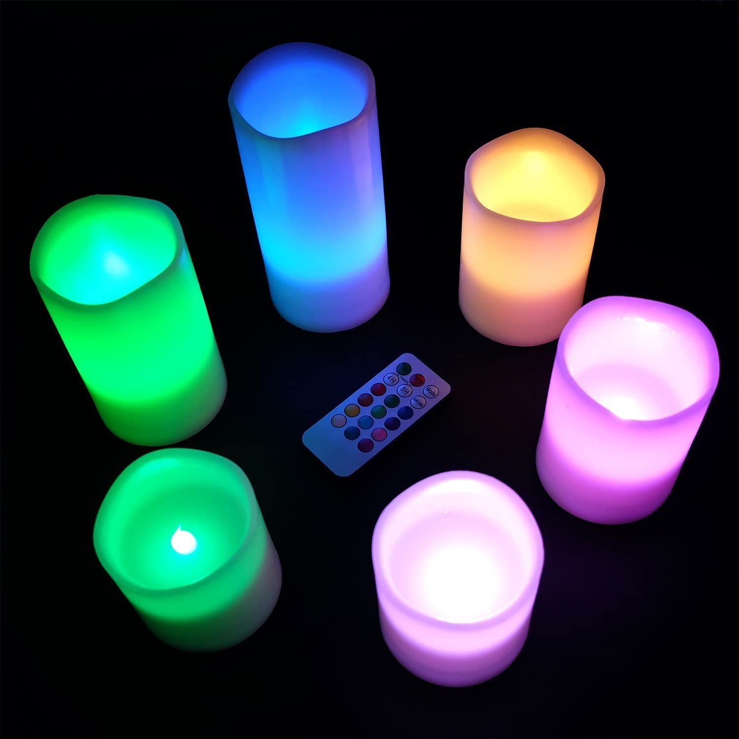 LED ing Candles Battery Operated with 18-Key Remote Timer, Color Changing Real Wax Set of 6 Flameless Pillar Candles Indoor Halloween Christmas Romant - Oshi.pk - Buy & Sell Online