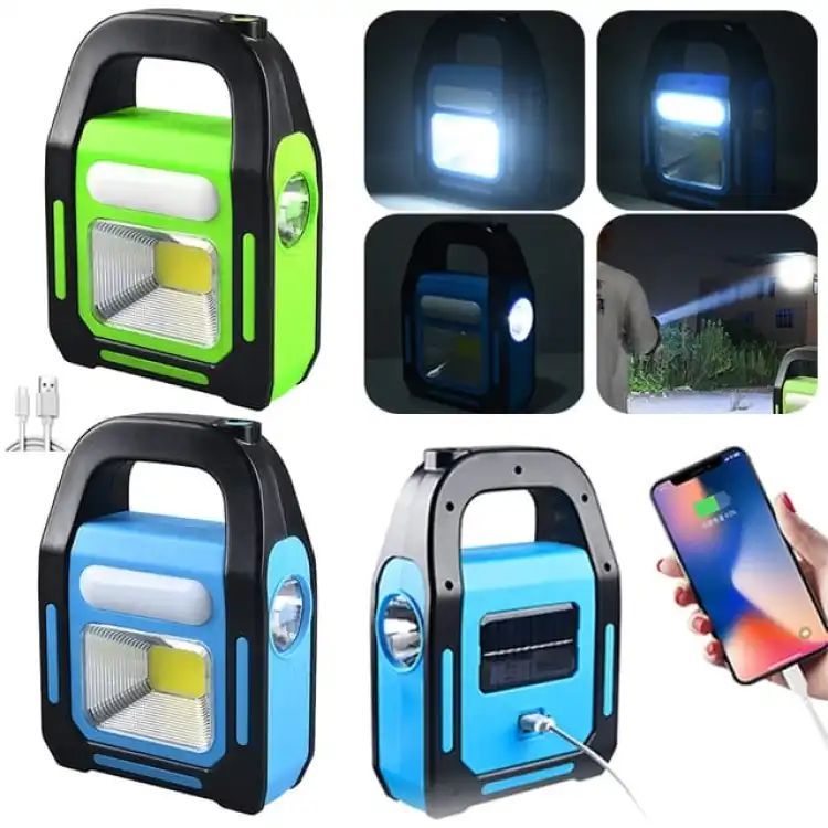 LED WORK LAMP USB RECHARGEABLE PORTABLE SOLAR LANTERN EMERGENCY LIGHTS OUTDOOR TENT HIKING CAMPING LIGHTS - Oshi.pk - Buy & Sell Online