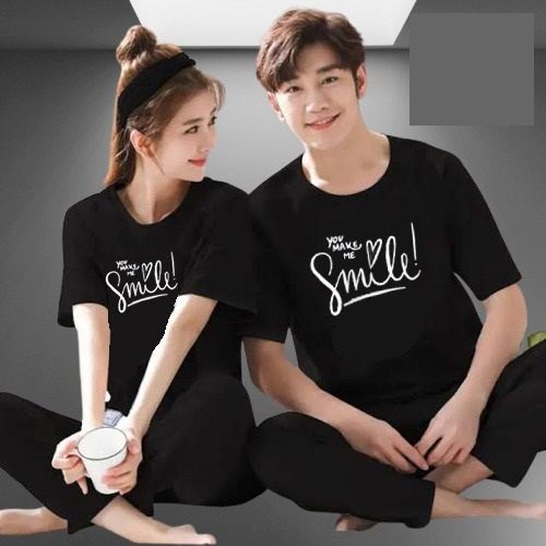 You Make Me Smile Printed Couple Night Dress ( 2 Suit ) - Oshi.pk - Buy & Sell Online