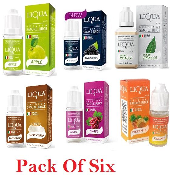 Liqua Flavor / Cloud E Liquid Juice Oil Vape Shisha Pen Refill Nicotine Option Pack of (6) - Oshi.pk - Buy & Sell Online