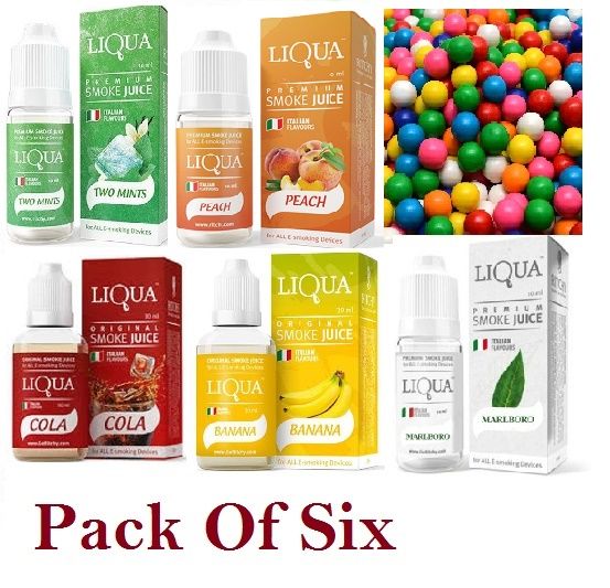 Liqua Flavor / Cloud E Liquid Juice Oil Vape Shisha Pen Refill Nicotine Option Pack of 6 - Oshi.pk - Buy & Sell Online