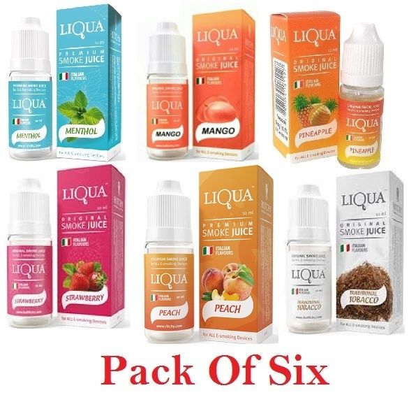 Liqua Flavor / Cloud E Liquid Juice Oil Vape Shisha Pen Refill Nicotine Option Pack of (6) - Oshi.pk - Buy & Sell Online