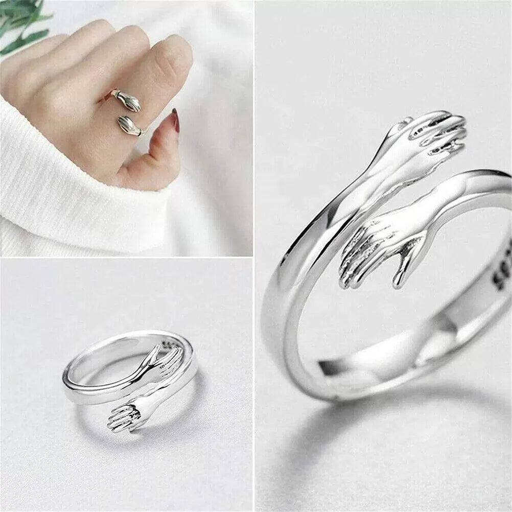 Love Hug Open Ring Retro Simple Rings Unisex Adjustable Size Ringterndy Simple Embrace Party Jewelry Gifts for Men Women - Oshi.pk - Buy & Sell Online