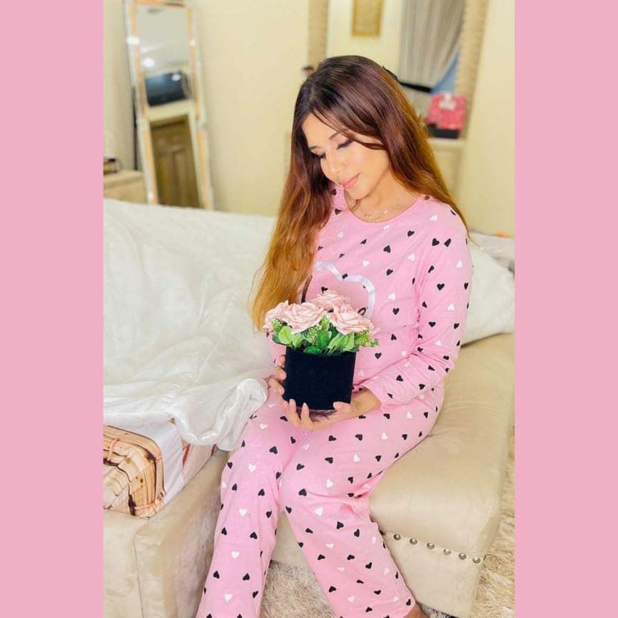 Love Printed Pink Girls or Women Night Dress - Oshi.pk - Buy & Sell Online