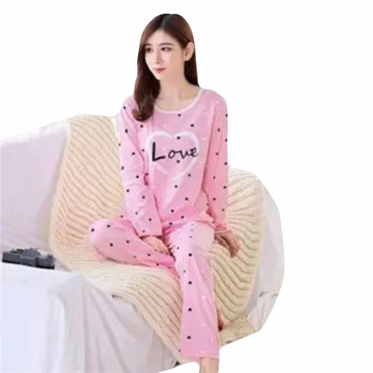 Love Printed Pink Girls or Women Night Dress - Oshi.pk - Buy & Sell Online