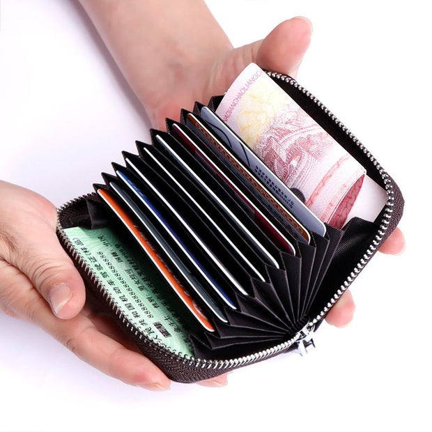 L&S New Genuine Men's Leather Card Holder Storage Bags Blocking Zipper Thin Pocket - Oshi.pk - Buy & Sell Online