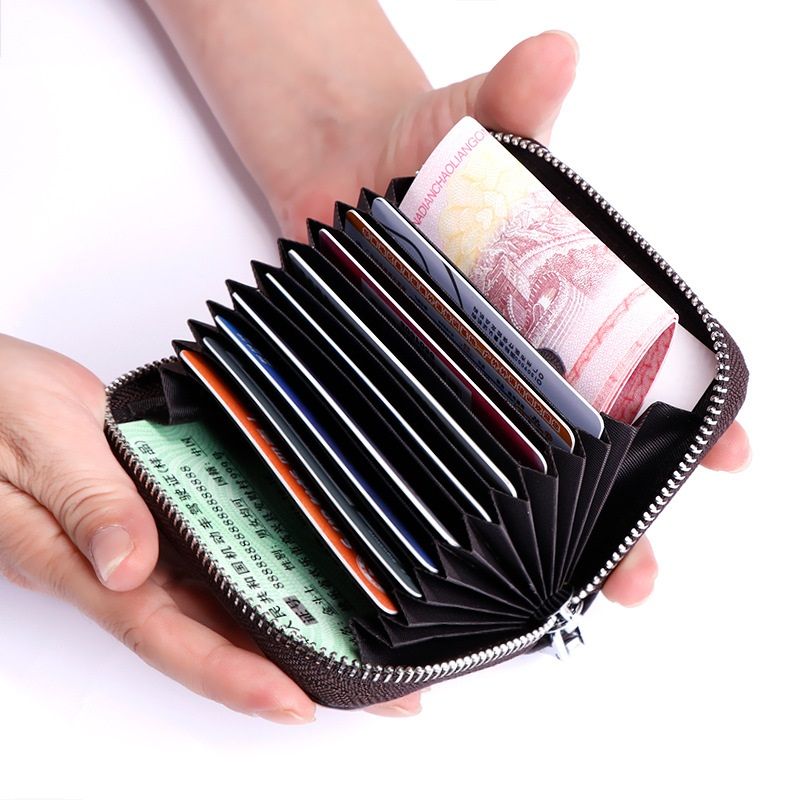 L&S New Genuine Men's Leather Card Holder Storage Bags Blocking Zipper Thin Pocket - Oshi.pk - Buy & Sell Online
