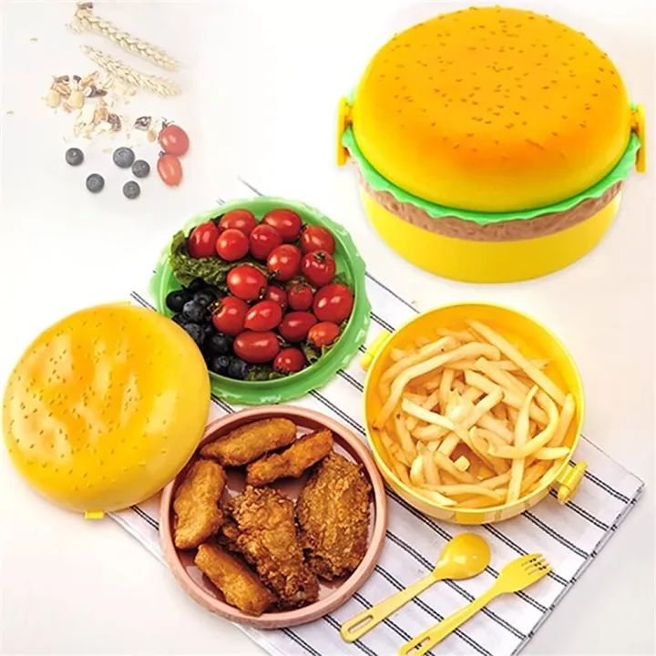 Lunch box kids tiffin box for school burger shaped meal-it box large lunch box - Oshi.pk - Buy & Sell Online